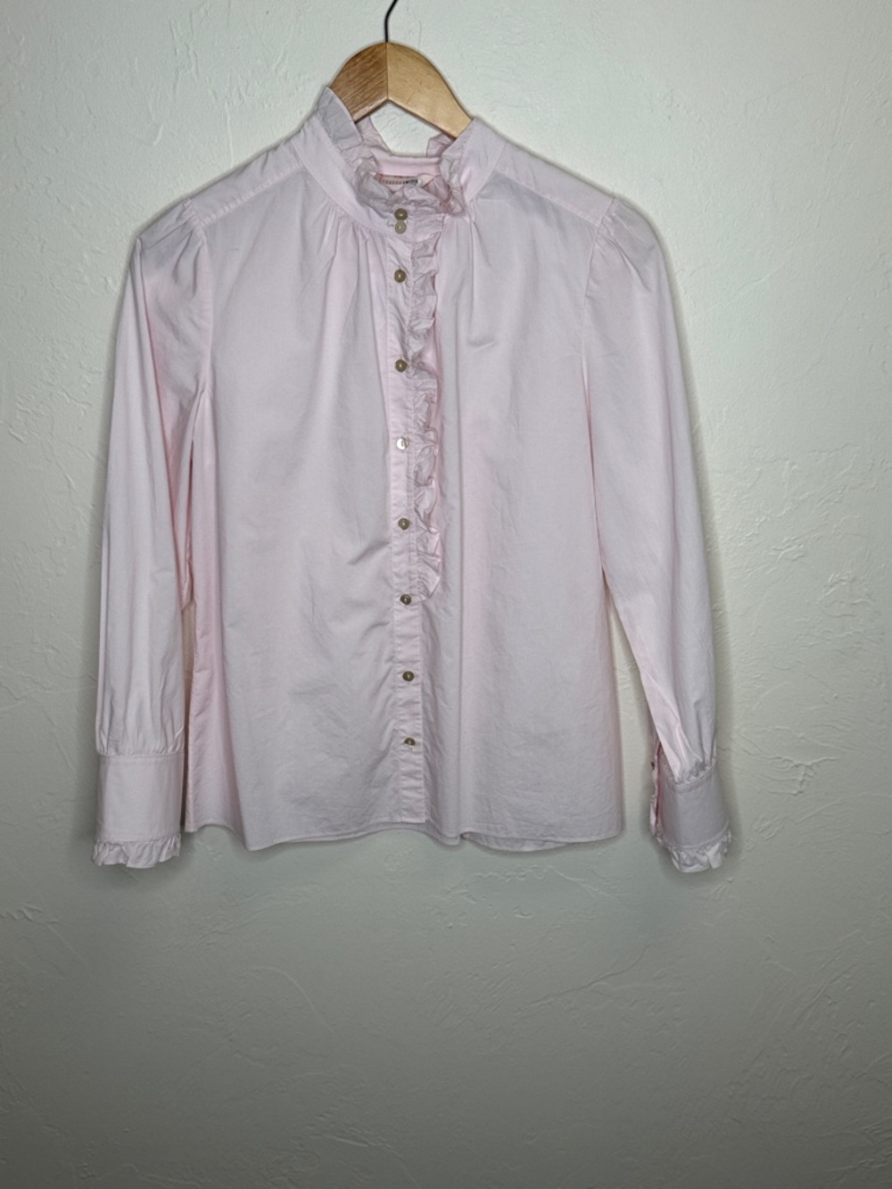 Rebecca Taylor Light Pink Ruffle Button-Down Blouse